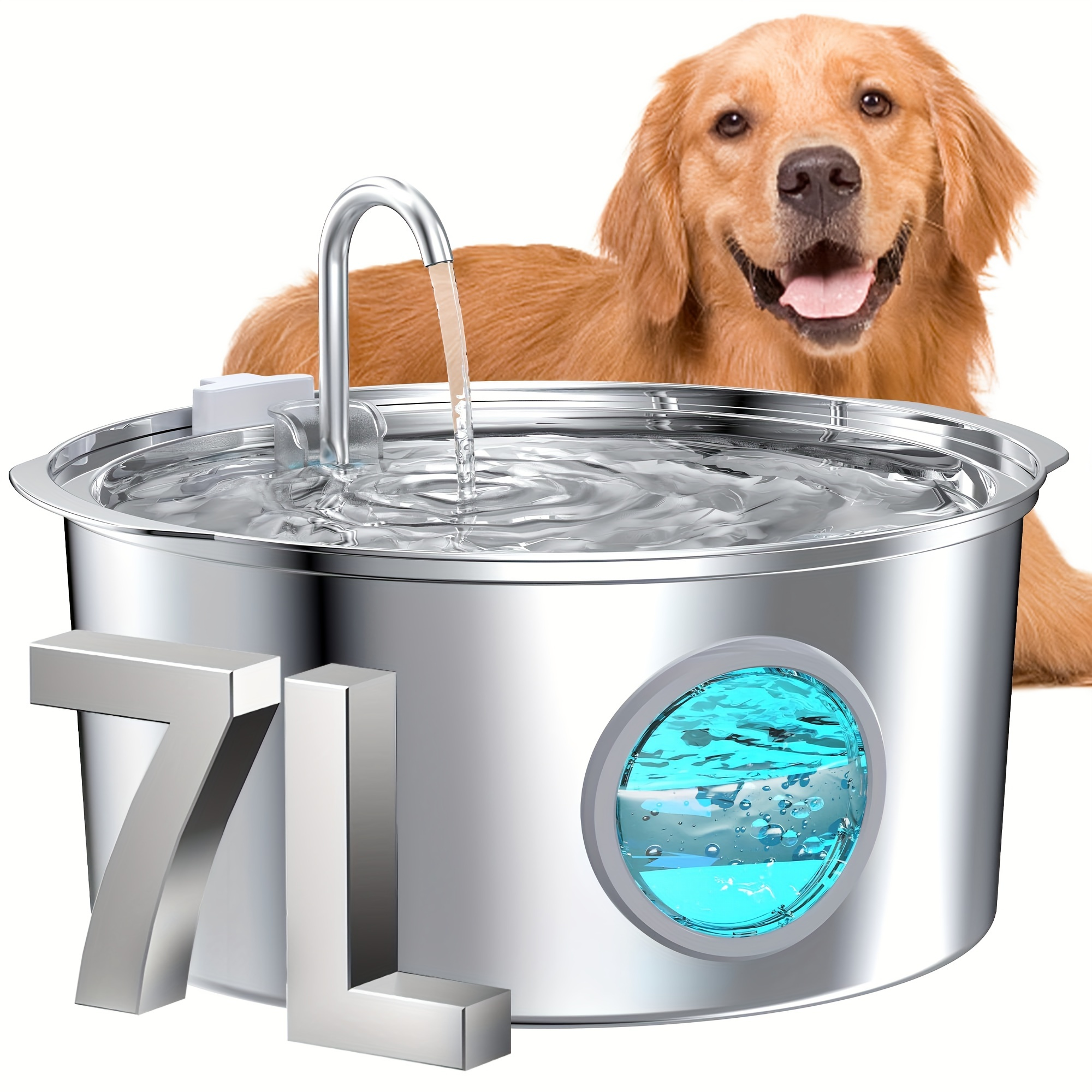 7L Capacity Stainless Steel Pet Water Dispenser