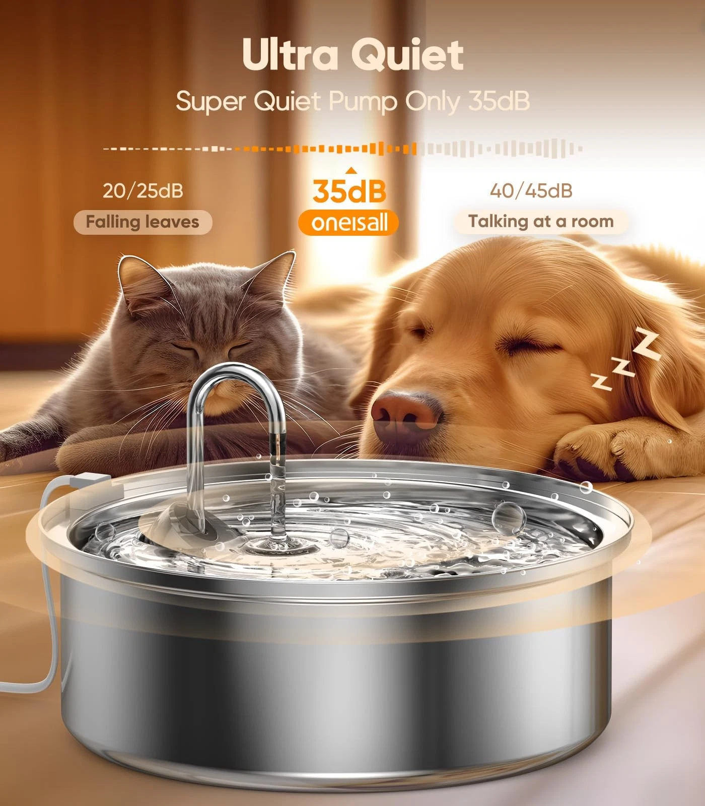 Ultra Quiet 35dB Pet Water Fountain